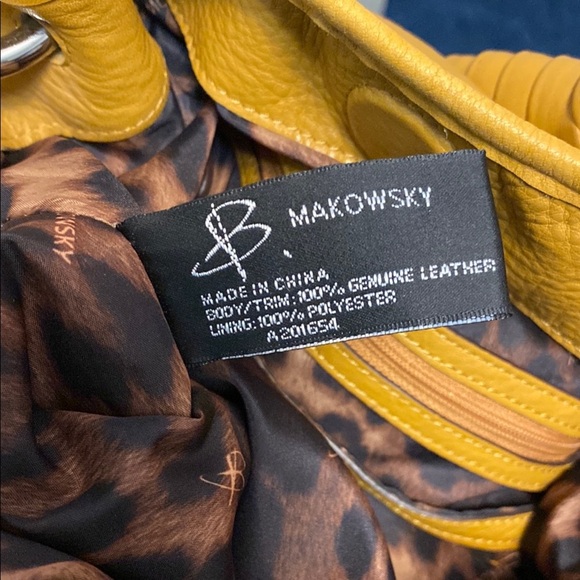 B Makowsky Durango Leather Hobo Shoulder Handbag Cheetah Print Mustard Tan Bag - Picture 12 of 16